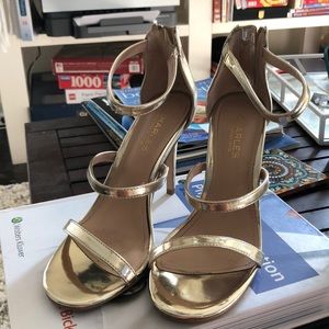 Gold Strappy Heels Size 7.5